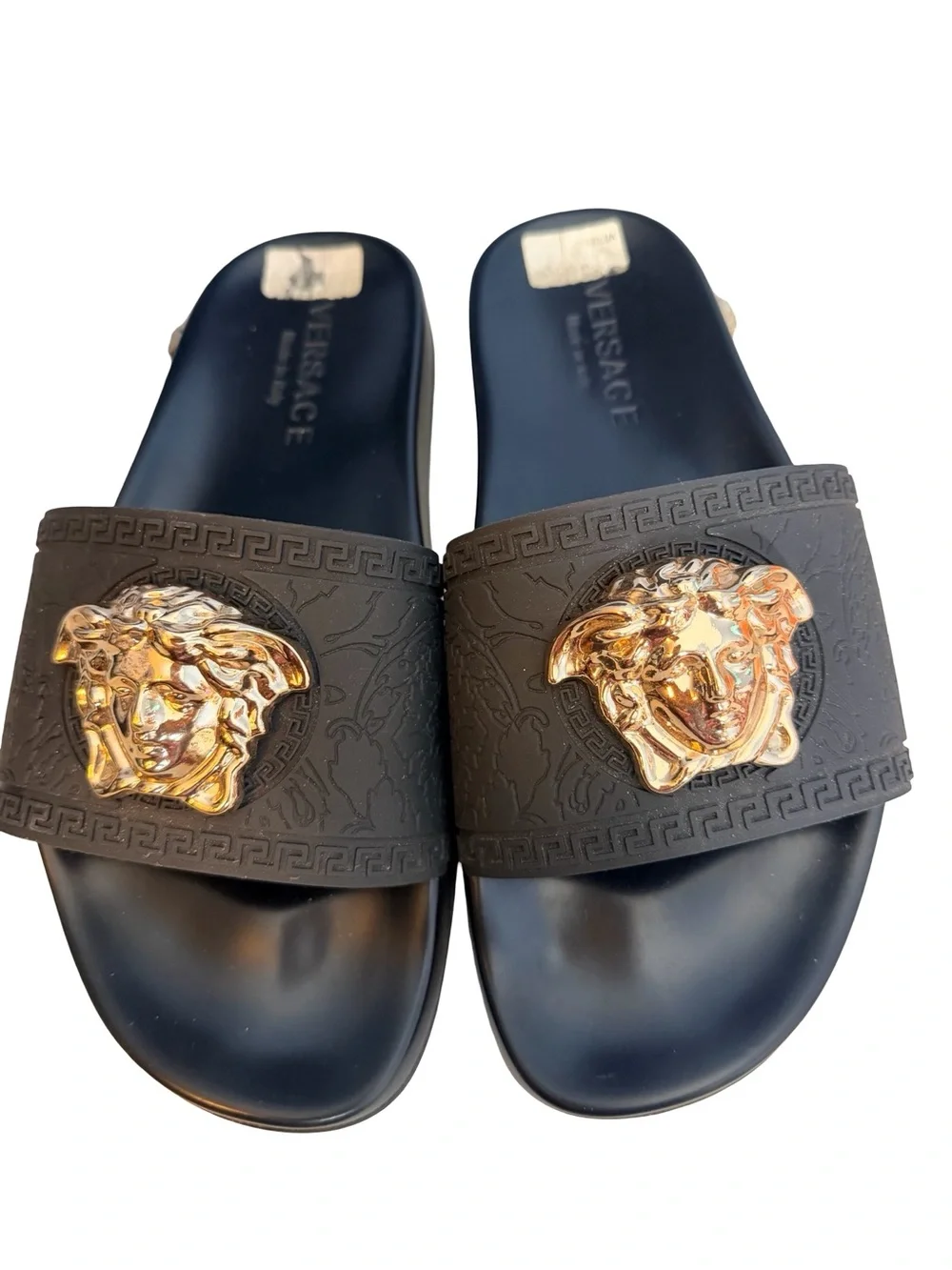 Versace | Shoes | Versace Palazzo Black Slides With Gold  display picture 3